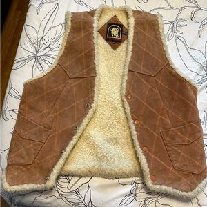 American Vintage Tan Leather Shearling Vest